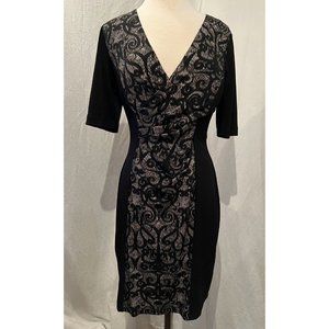 cb Established 1962 Women's Dress Size 8 Midi Black & Gold Beautiful